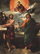DOSSI, Dosso Madonna in Glory with SS.John the Baptist and john the Evangelist oil on canvas